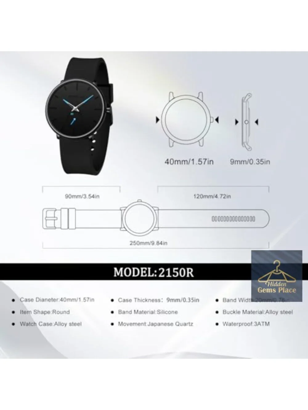 Casual Quartz Unisex Wristwatch, Ultra Thin Round Dial Silicone Strap, Water